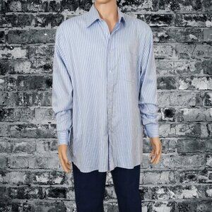 2/$20 Daniel Cremieux Blue Striped Button-Down Shirt Size XL Long Sleeve